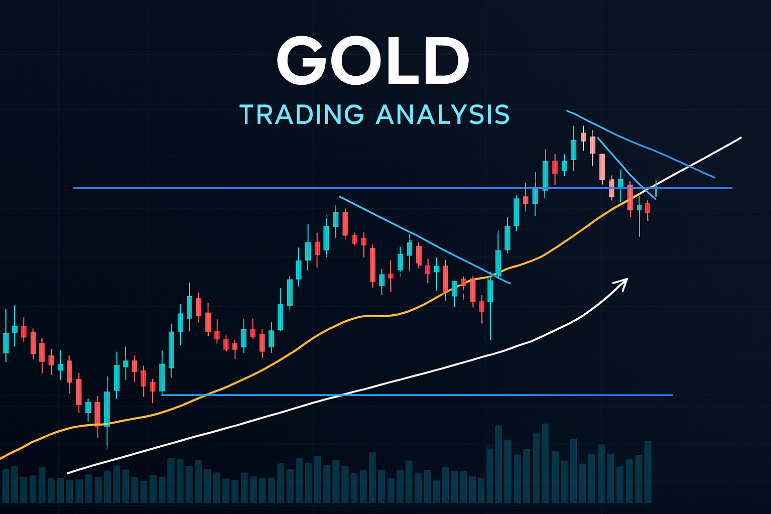 Gold trading analysis on a digital chart